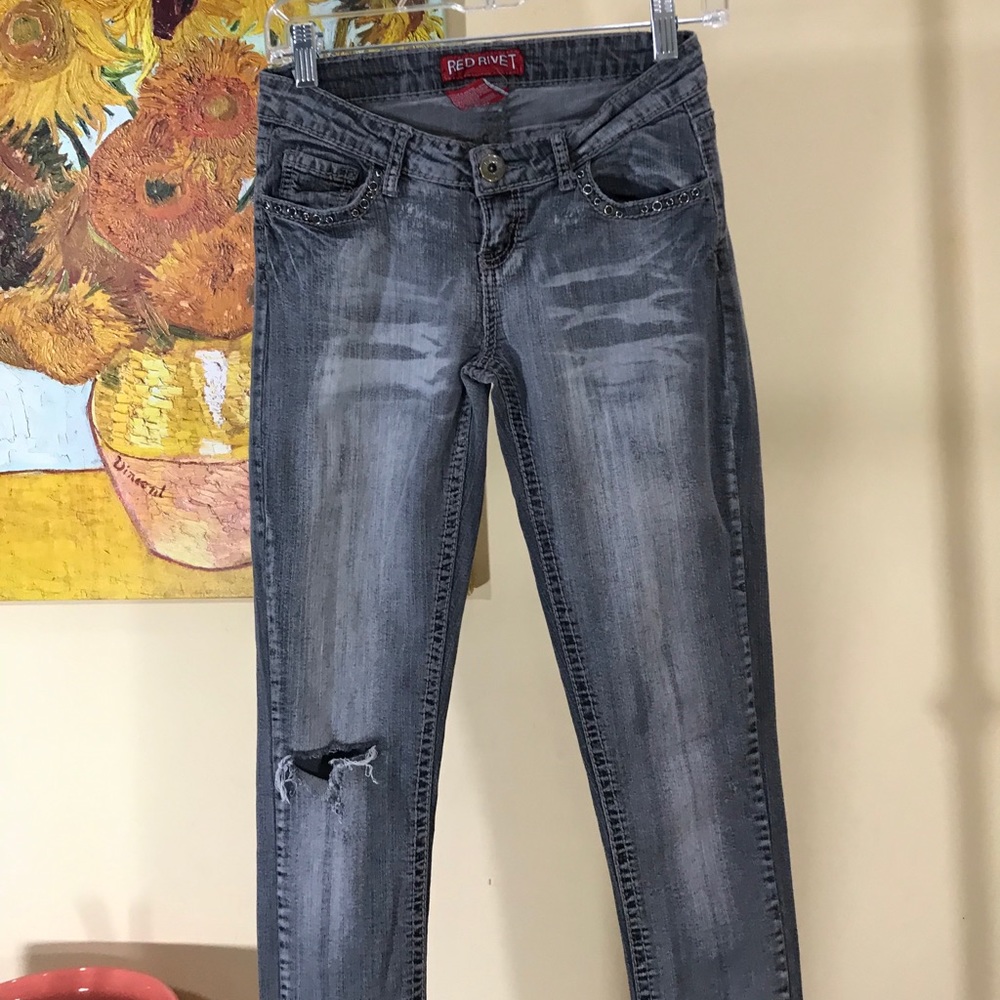 Red Rivet Jeans - Picture 2 of 16